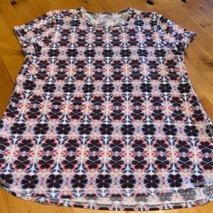 J.Jill Progress Shirttail Tee, Multicolor Geometric Short Sleeve Top